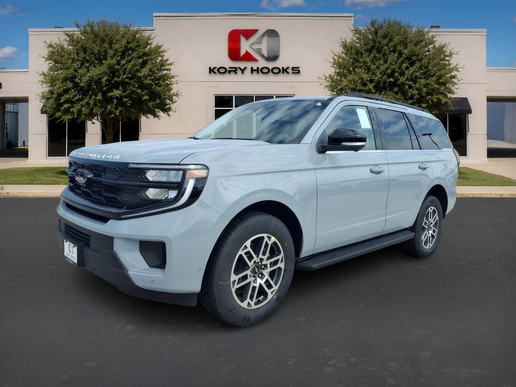 2025 Ford Expedition Active in Glacier Gray Metallic Tricoat — front three-quarter view