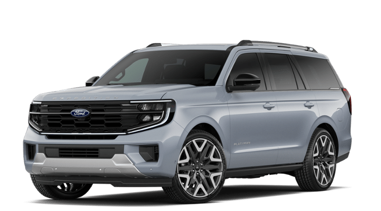 2026 Ford Expedition Platinum in Glacier Gray Metallic Tri-Coat — front three-quarter view