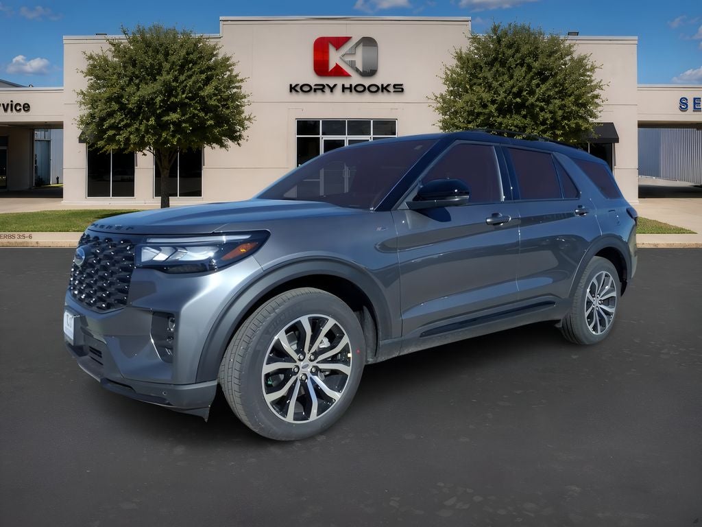 2026 Ford Explorer ST-Line in Carbonized Gray Metallic — front three-quarter view
