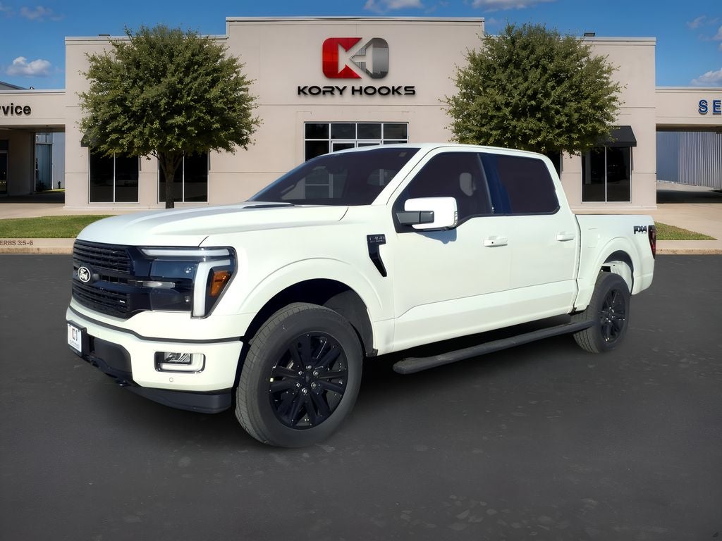 2025 Ford F-150 Platinum in Star White Metallic Tri-Coat — front three-quarter view
