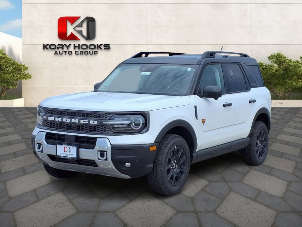 2025 Ford Bronco Sport Badlands in Oxford White — front three-quarter view