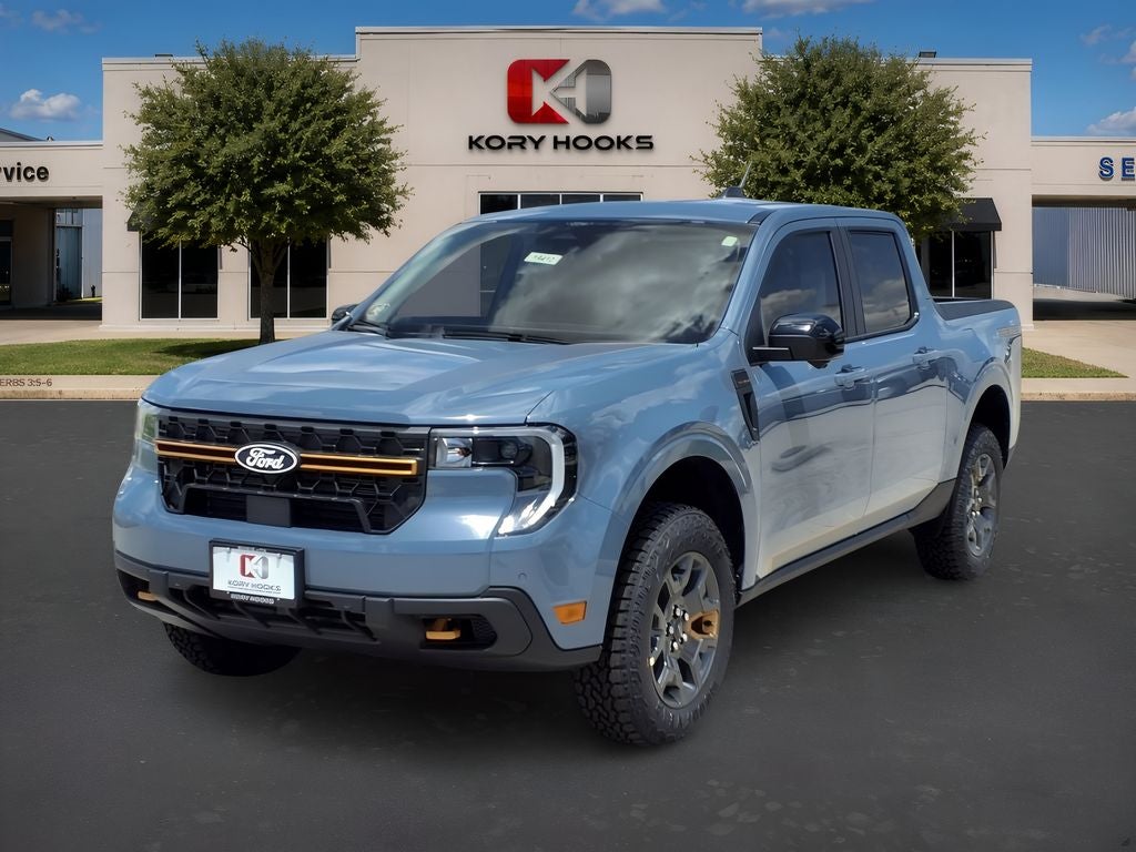 2026 Ford Maverick Tremor in Azure Gray Metallic Tri-Coat — front three-quarter view
